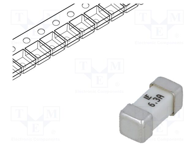 045306.3 The Littelfuse 045306.3 is a ceramic SMD fuse designed for circuit protection. It features a 6.3A current rating and 125VAC voltage rating.
