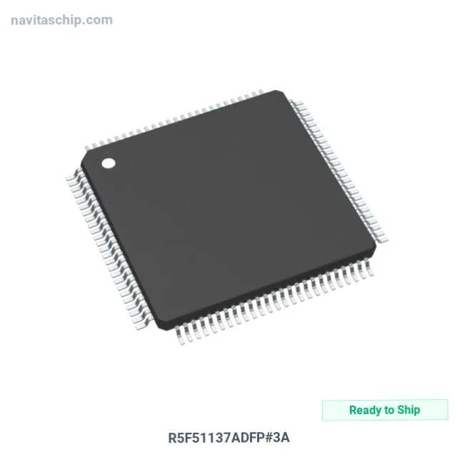 R5F51137ADFP#3A The Renesas R5F51137ADFP#3A is a 32-bit microcontroller featuring 384KB of FLASH program memory and 64KB of RAM. It operates at speeds up to 32MHz and is housed in a 100-LFQFP package.