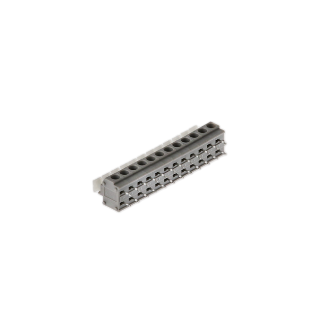 691411710012B WR-TBL Series 411B 5.00mm pitch screwless horizontal entry terminal block with 12 positions. Rated 10A at 300V AC, with push-button clamp termination.