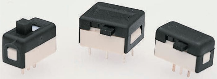 25146NLDH The APEM 25146NLDH is a DPDT latching slide switch designed for PCB mounting. It operates at up to 30V dc and has a mechanical life of 20,000 operations.