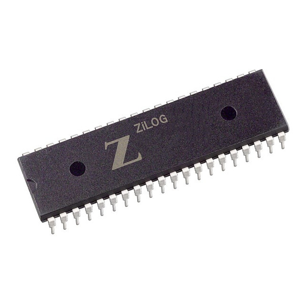 Z80CPU The Zilog Z80CPU is an 8-bit microprocessor operating at 8MHz with a 5V I/O voltage. It is designed for through-hole mounting.