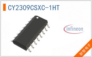 CY2309CSXC-1HT The Infineon CY2309CSXC-1HT is an IC Fanout Buffer designed for clock distribution. It operates at frequencies up to 133.33MHz with a supply voltage range of 3V to 3.6V.