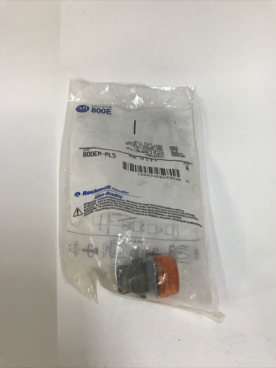 800EM-PL5 The Allen Bradley 800EM-PL5 Ser. A is an amber optic pilot light. It features RoHS3 compliance and an MSL of 1.