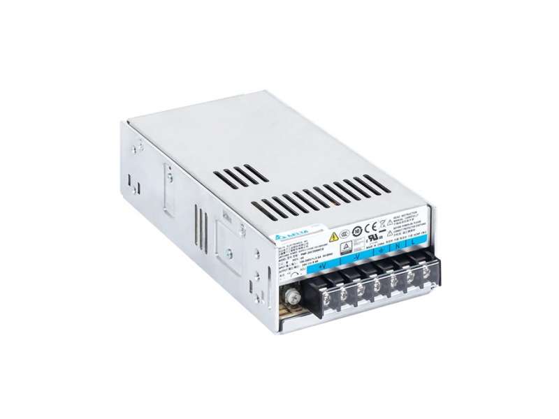 PMF-24V240WCAR The Delta Electronics PMF-24V240WCAR is an enclosed AC/DC converter with 240W power output and 10A current. It features adjustable output, PFC, and remote on/off capabilities.