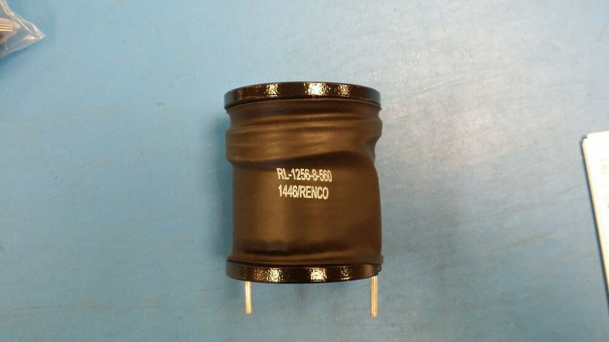 RL-1256-8-560 The Renco Electronics RL-1256-8-560 is a general purpose power line choke with 560µH inductance and a 20A maximum current rating. It features radial leads and a wide operating temperature range.