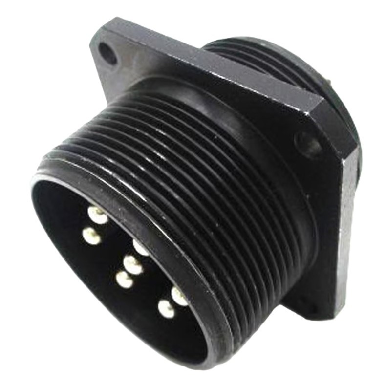 MS3106F28-9S ITT Cannon MS3106F28-9S circular connector plug with 12 female socket contacts, solder cup termination, and threaded coupling. Rated for 900VAC/1250VDC and 22A/41A.