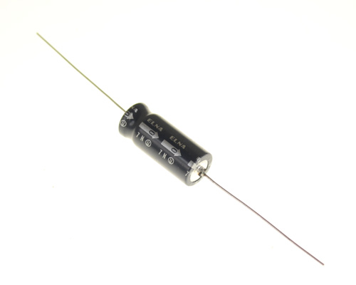 TE2-10V471M The ELNA TE2-10V471M is an aluminum electrolytic capacitor with a capacitance of 470 µF and a voltage rating of 10 VDC. It features axial terminals and a tolerance of 20%.
