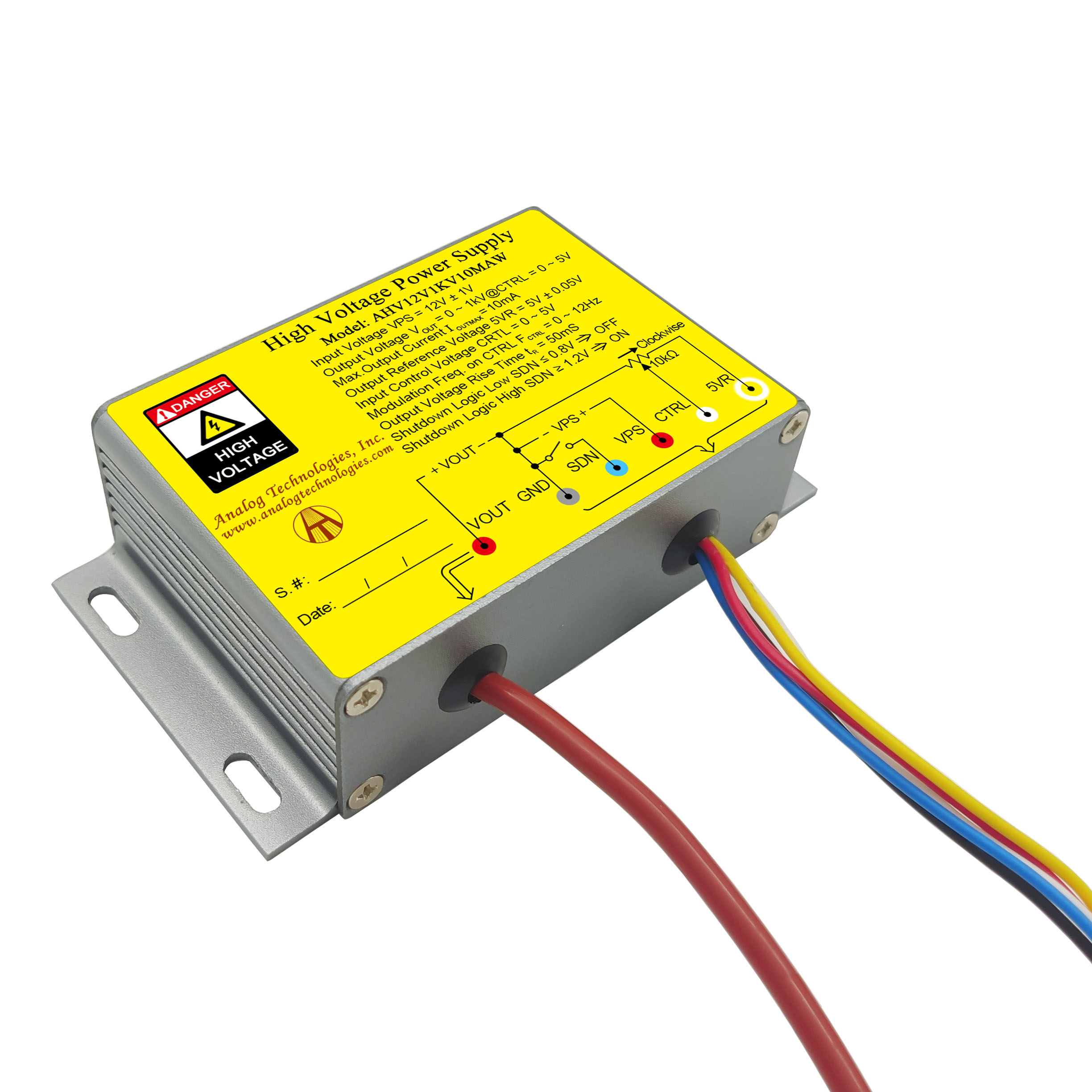 AHV12V1KV10MAW The Analog Technologies AHV12V1KV10MAW is a high voltage DC-DC power supply module. It converts low voltage input to high voltage output, suitable for demanding applications.