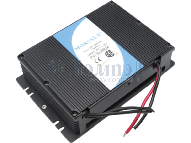 PV150-29B24 The Morning Star Industrial PV150-29B24 is a 150W DC DC converter with a 24V output and an ultra-wide input voltage range of 250-1500VDC. It features 87% efficiency and 4000VAC isolation.