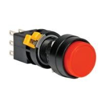 HA1B-M2C1-R The IDEC HA1B-M2C1-R is a 16mm momentary pushbutton switch featuring a red round actuator and 1NO-1NC snap-action contacts. It offers solder tab or quick connect termination options.