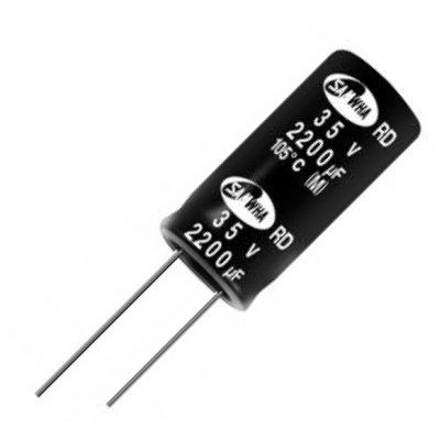 RD1V108M12020PL159 The Samwha RD1V108M12020PL159 is an aluminium electrolytic capacitor. It features a capacitance of 1000µF and a voltage rating of 35V.