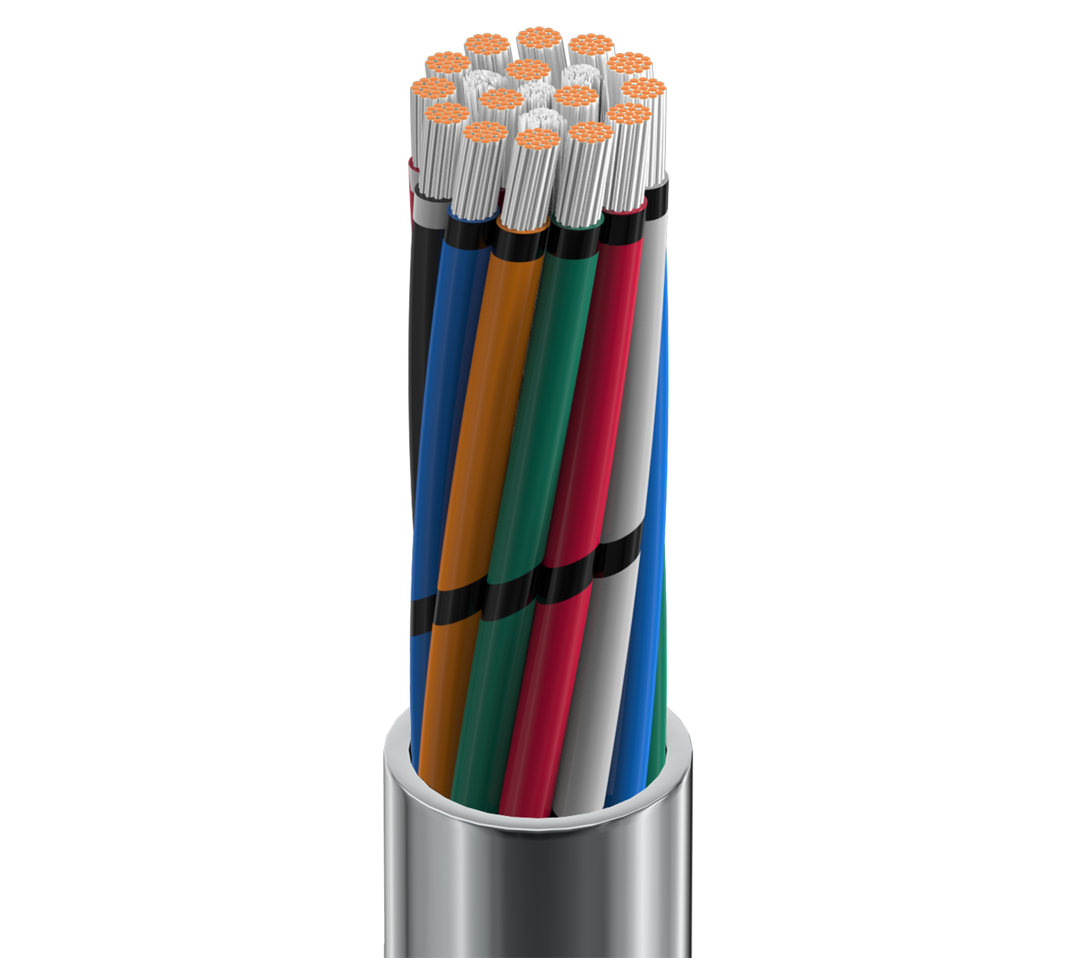 8468 The Belden Inc. 8468 is a multi-conductor cable with 15 conductors of 18 AWG tinned copper. It features PVC insulation and a PVC outer jacket, suitable for various low-voltage applications.