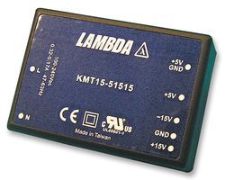 KMS15-15 The TDK Corporation KMS15-15 is an enclosed AC/DC converter delivering 15W of power. It features a 1A output current and supports a wide input voltage range.