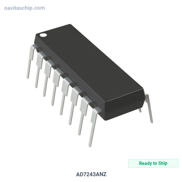 AD7243ANZ The AD7243ANZ is a 12-bit digital-to-analog converter from Analog Devices Inc. It features a voltage output and operates within a temperature range of -40°C to 85°C.