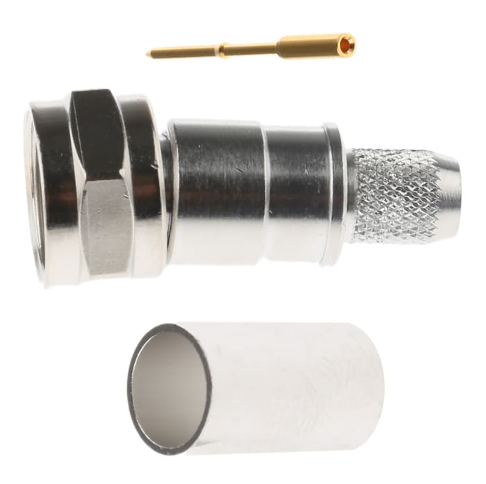 J01600A0009 This Telegartner F Series connector is a male, cable mount coaxial connector with a 75 Ohm impedance and a straight body orientation. It is designed for crimp termination.