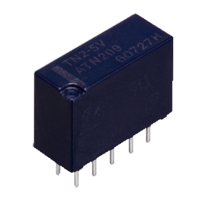 TN2-5V The NAIS TN2-5V is a slim polarized relay featuring 2 Form C contacts and a nominal operating power of 140 mW. It offers a switching capacity of 1 A at 30 V DC.