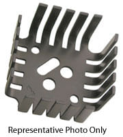 552703B00000G The Boyd Corporation 552703B00000G is a TO-3 Type Square basket heat sink featuring straight fins and a black anodize finish. It has a height of 11.94mm and is designed for horizontal mounting.