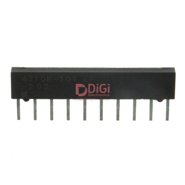 4610X-101-103LF The Bourns 4610X-101-103LF is a resistor network array featuring 9 resistors with a 10k Ohm resistance and ±2% tolerance. It is designed for through-hole mounting in a 10-SIP package.