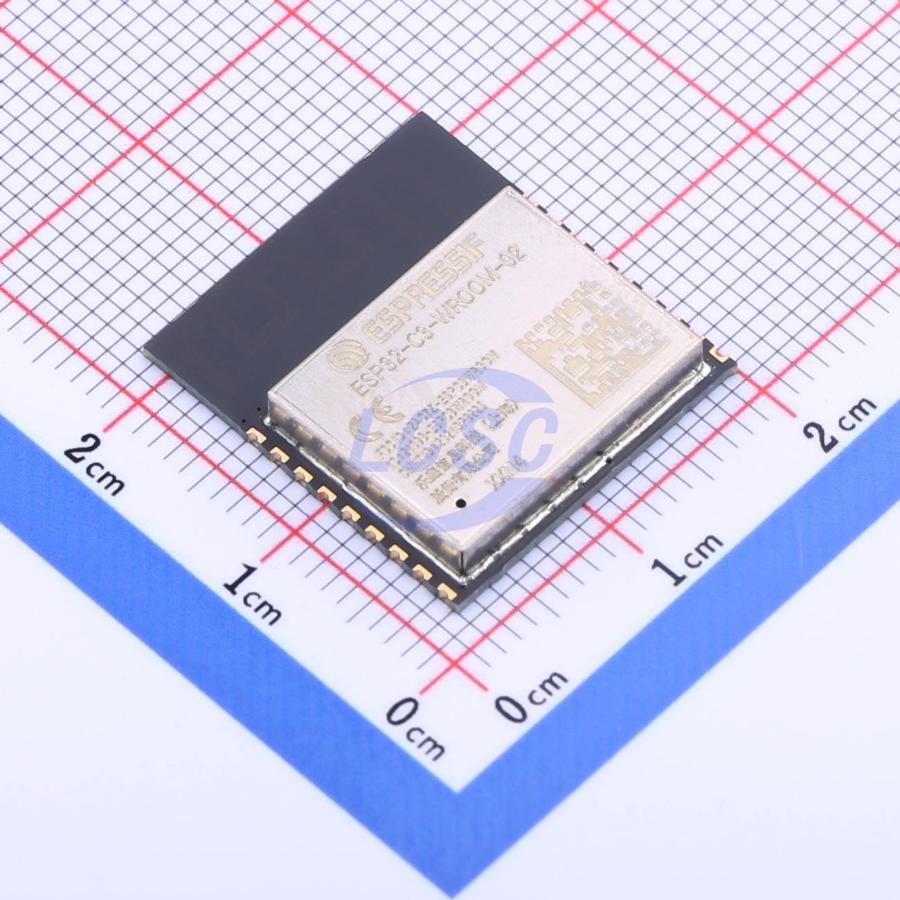 ESP32-C3-WROOM-02-N4 The Espressif Systems ESP32-C3-WROOM-02-N4 is a 2.4 GHz Wi-Fi and Bluetooth 5 module featuring a RISC-V single-core processor. It offers up to 150 Mbps data rate and operates from -40°C to 85°C.