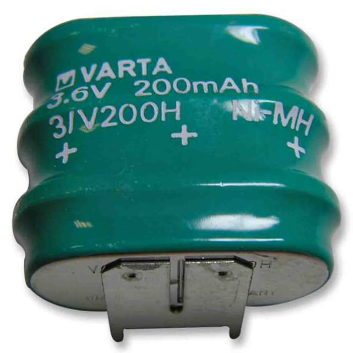 55620303059 This VARTA 55620303059 is a Nickel Metal Hydride button rechargeable battery with a nominal voltage of 3.6V and a capacity of 210mAh.