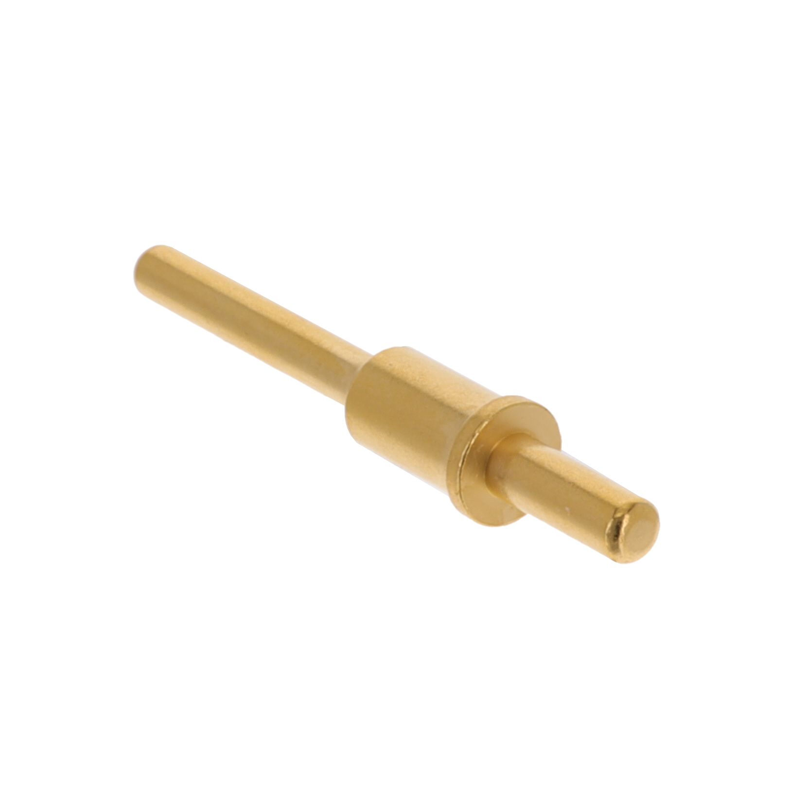 10-597502-015 Machined contact pin by Amphenol Aerospace Operations, size 12, for 12-14 AWG wire. PCB pin termination with gold finish (50.0µin).