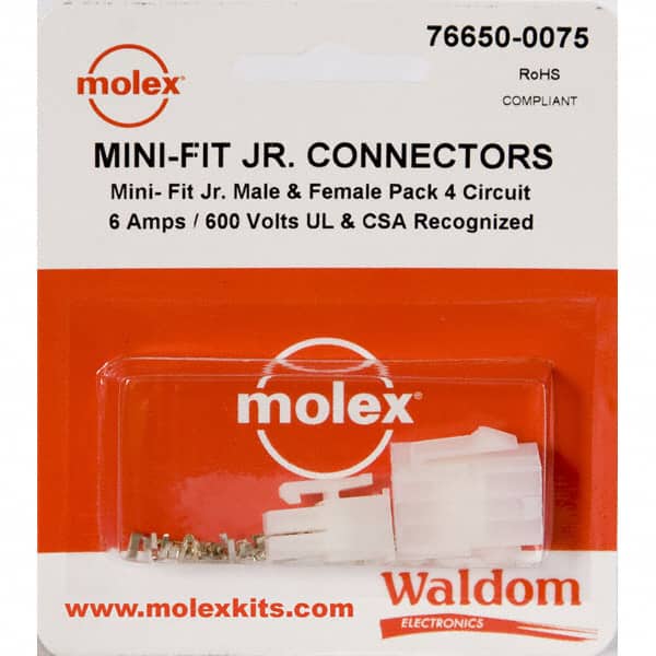 0766500075 KIT CONN MINI-FIT JR 4 CIRCUITS