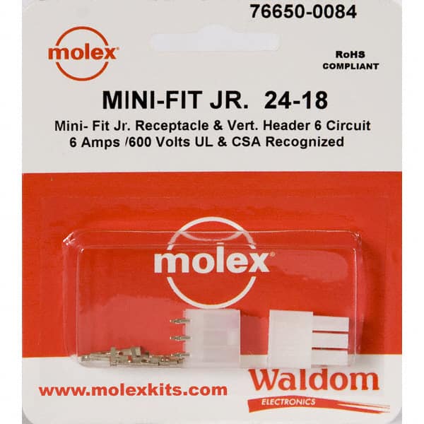 0766500084 KIT CONN MINI-FIT JR 6 CIRC VERT