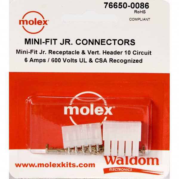 0766500086 KIT CONN MINI-FIT JR 10 CIR VERT