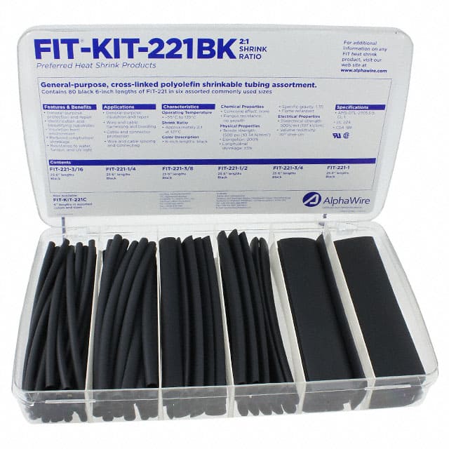 FKIT221BK BK032 KIT SHRINK TUBING 2:1 XLPO BLACK