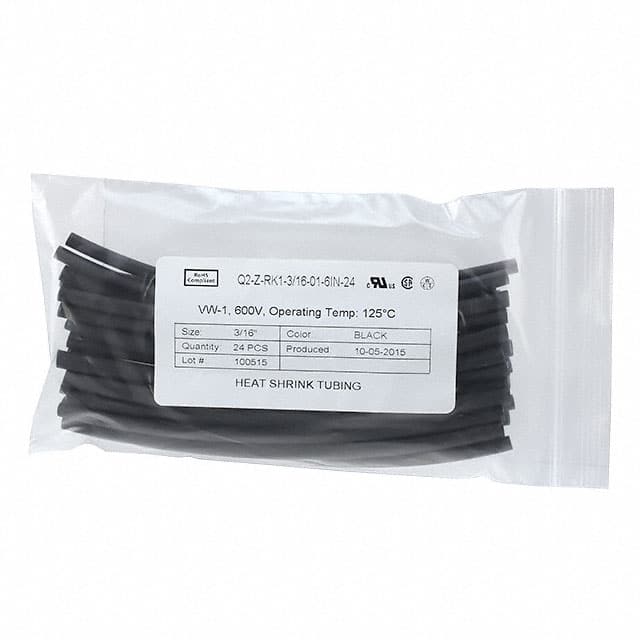 Q2-Z-RK1-3/16-01-6IN-24 HEATSHRK KIT RFL 3/16" BLK 24 PC