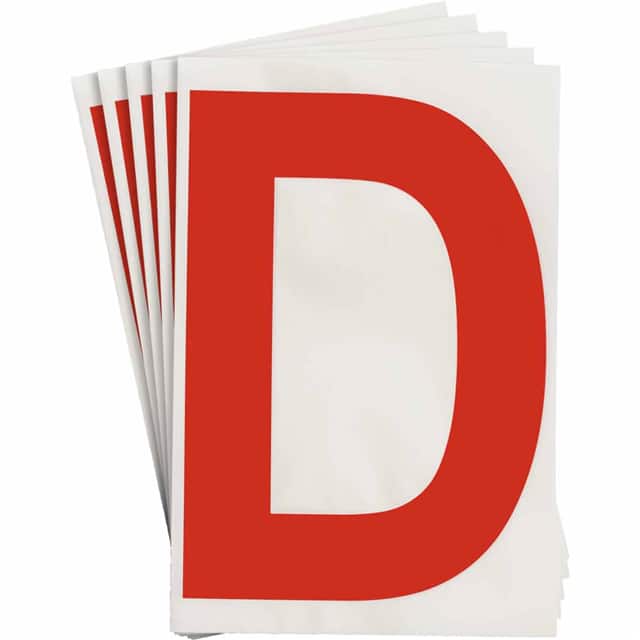 121711 B514, RED, LETTER D, 6"W X 8"H,