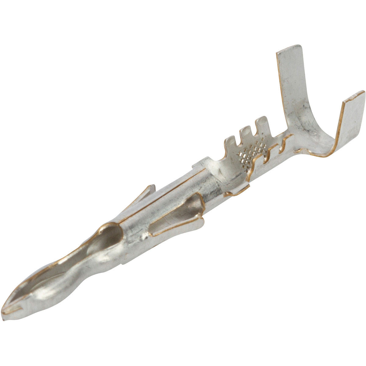12089040-L This is an Aptiv PLC 12089040-L, a tin-plated male terminal designed for 20-18 AWG wire within the Weather Pack series.