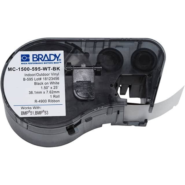 MC-1500-595-WT-BK LABEL 1.5" W X 25' L WHITE