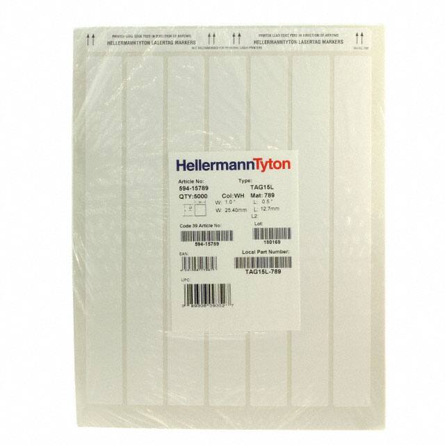 TAG15L-789 WHITE POLYESTER 1X.5"