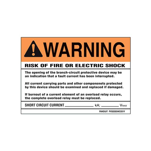 PVS0305W2201Y SIGN ELECTRL WARN 5"X3.5" BLK/OR