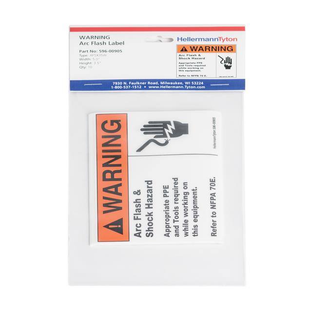 596-00905 ARC FLASH LABEL, WARNING ARC FLA