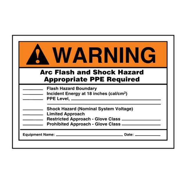 PLVS0305W7160 LABEL ELECTL WRN 5"X3.5" OR/BK/W