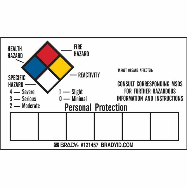 121457 B7569,3.0X5.0" NFPA, 10/PKG