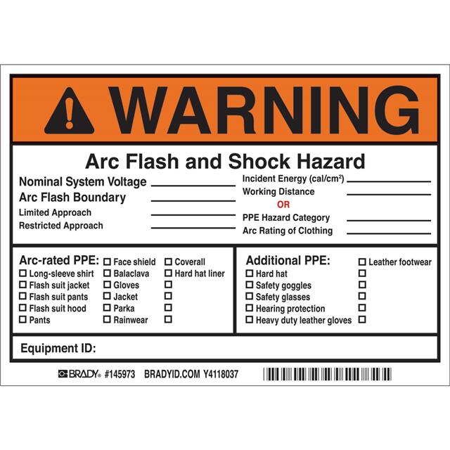 145973 B7569 5X7 NFPA 70E 2015 - WARNIN