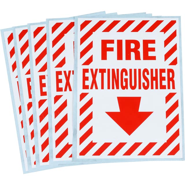 SV090E B946,7"HX5"W,RED/WHT,FIRE EXTING