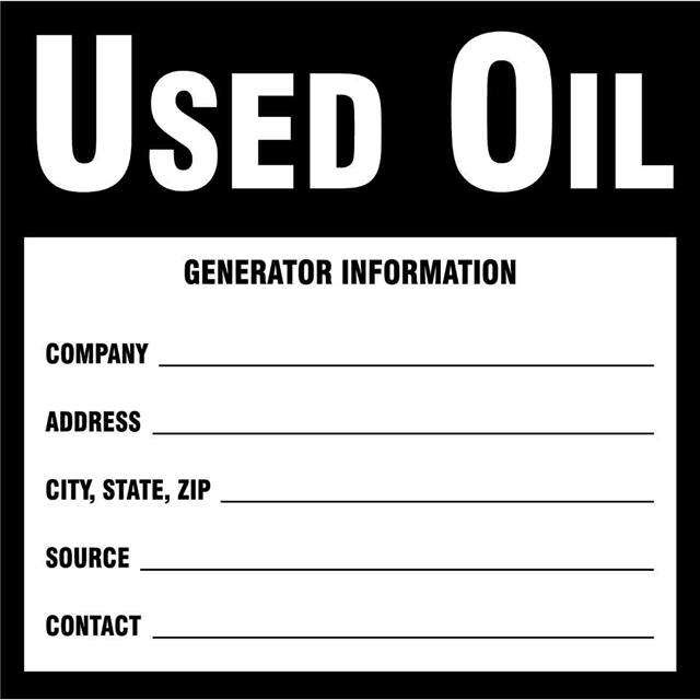 60367 B235 6X6 BLK/WHT USED OIL LABEL
