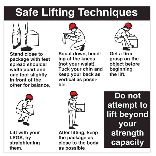 92327 SAFE LIFTING TECHNIQUE LABEL