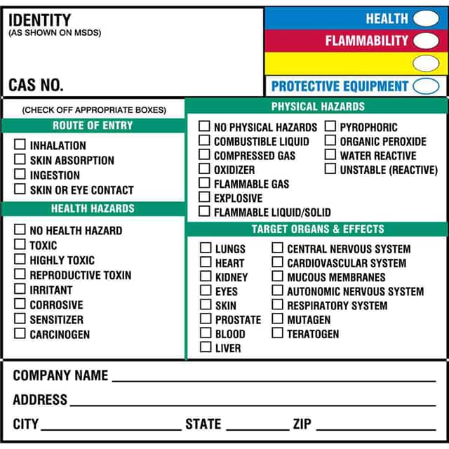 60330 B235,5X5" HAZCOM LABEL, 100/PKG,