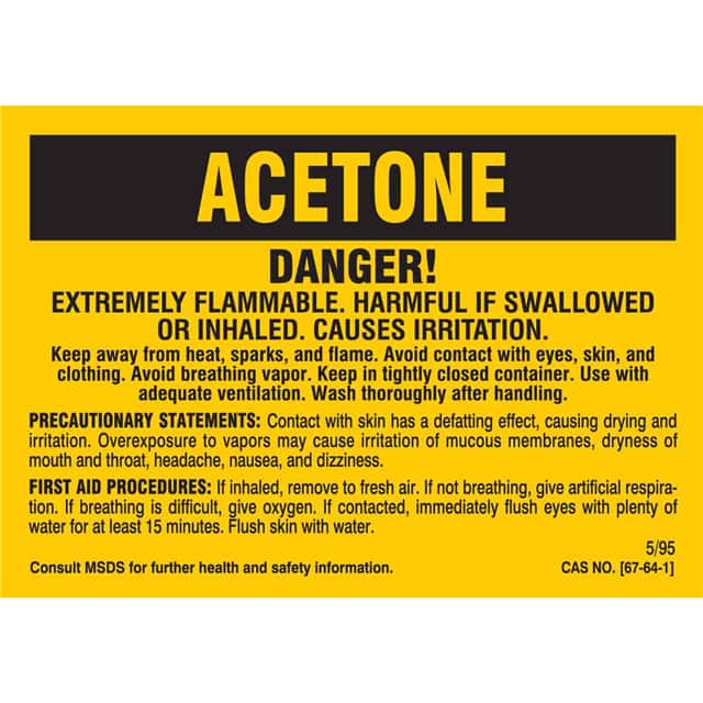 28561QLS B-302 3.5X5 25/PK ACETONE LABEL