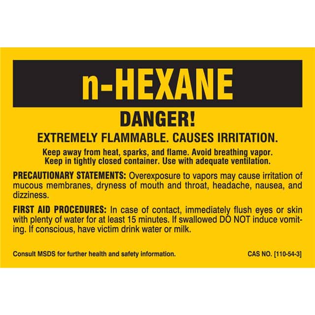 7271QLS B-302 3.5X5 25/PK N HEXANE LABEL