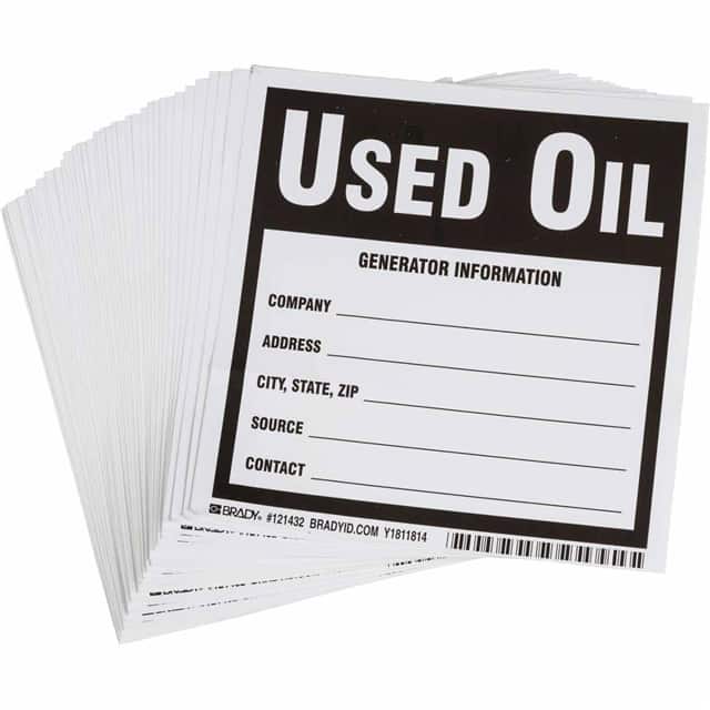 121432 B7569 6X6 BLK/WHT USED OIL LBL 1