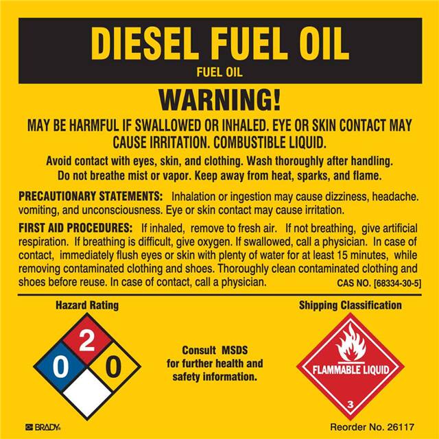 26117LS B-302 5X5 25/PK DIESEL FUEL OIL