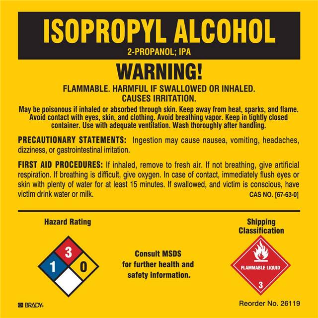 26119LS B-302 5X5 25/PK ISOPROPYL ALCOHO