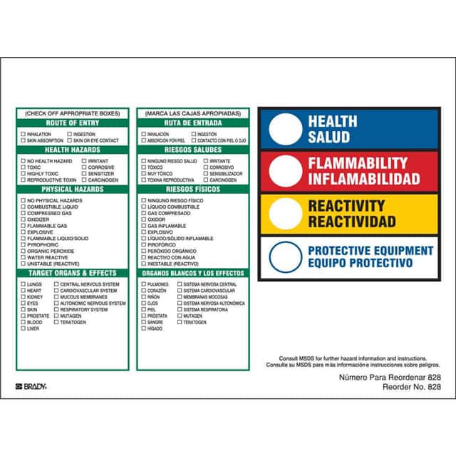 828LS B-235 8X6 100/PK HMIG LABELS