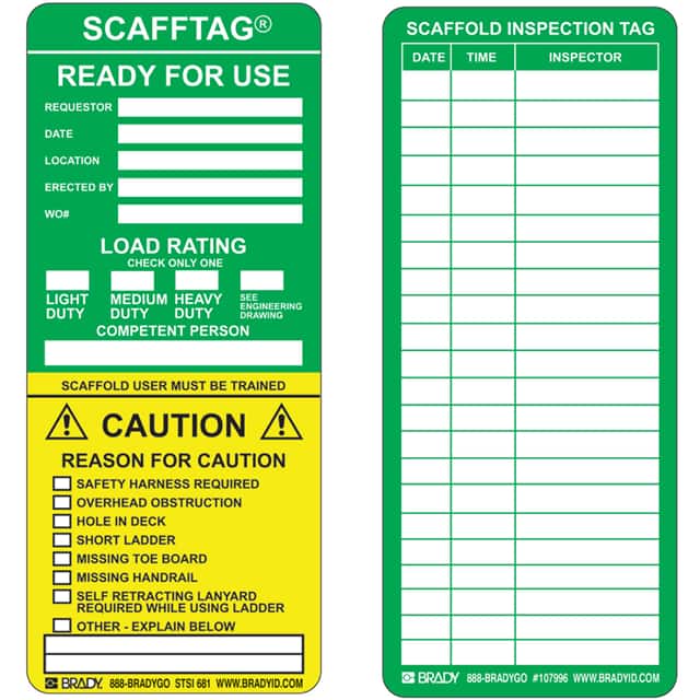 SCAF-STSI 681 SCAFFTAG INSERTS CAUTION 100/PK